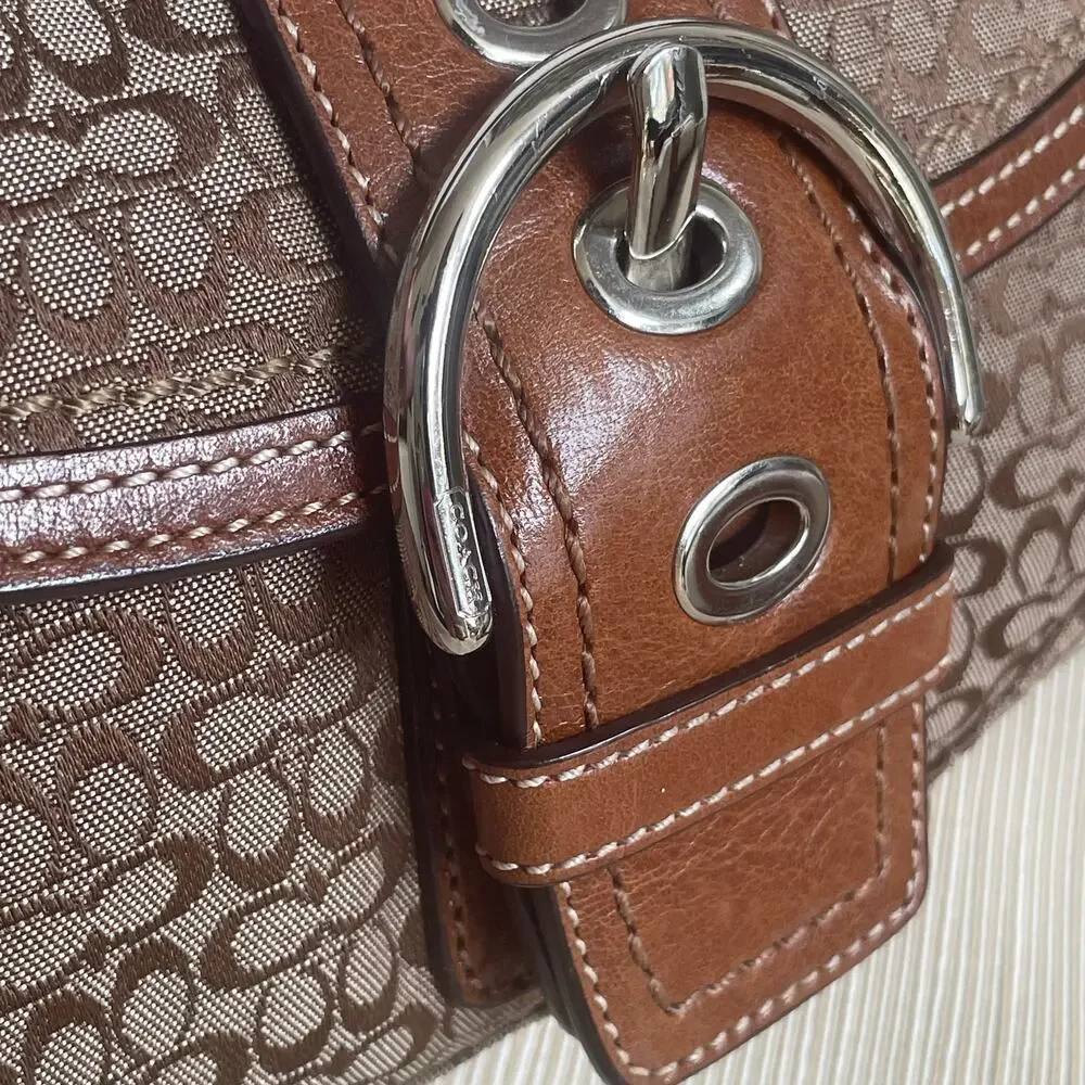 Rare Coach Soho Mini Brown Signature Flap Bag | 12303 Jacquard & Leather Y2K